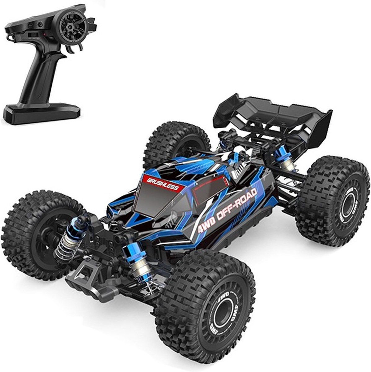 DrPhone RCX3 - RC 1:16 Auto 4WD – 70 km/h Bestuurbare Hyper Buggy Met Borstel loze Motor – RC Buggy – Auto Met Accu – 4WD Buggy Met 2,4GHZ Controller – Blauw