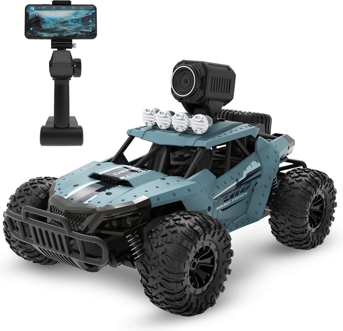 DrPhone RCXC1 – 1:16 RC-Auto Met Camera - 20 km/h Bestuurbare Hyper Buggy Met Borstel loze Motor – RC Buggy – Auto Met Accu – Buggy Met 2,4GHZ Controller & Mobiele App Besturing – Blauw