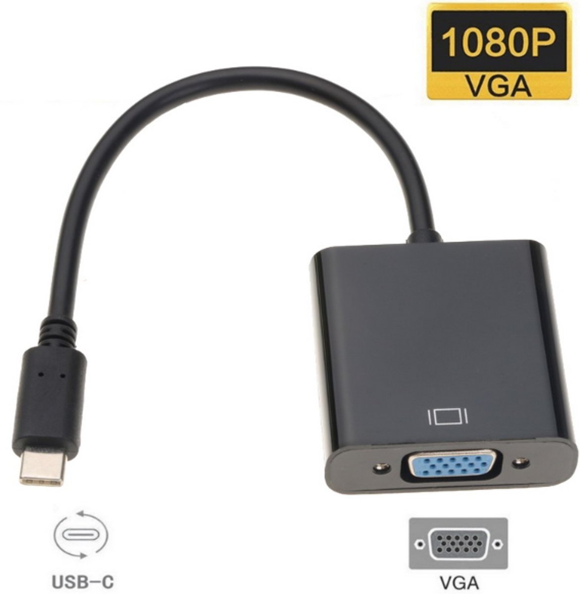 DrPhone Type C USB C naar VGA adapter Zwart