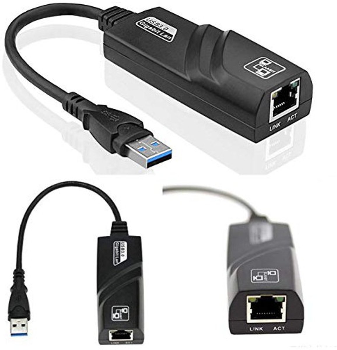 DrPhone USB 3.0 Ethernet-adapter – HUB- Gigabit LAN - RJ45 Netwerk Internet Snelheid 10/100/1000 Mbps voor Windows Linux OS X Chrome Mac iOS Android MacBook-laptop Tabletcomputer PC - Zwart