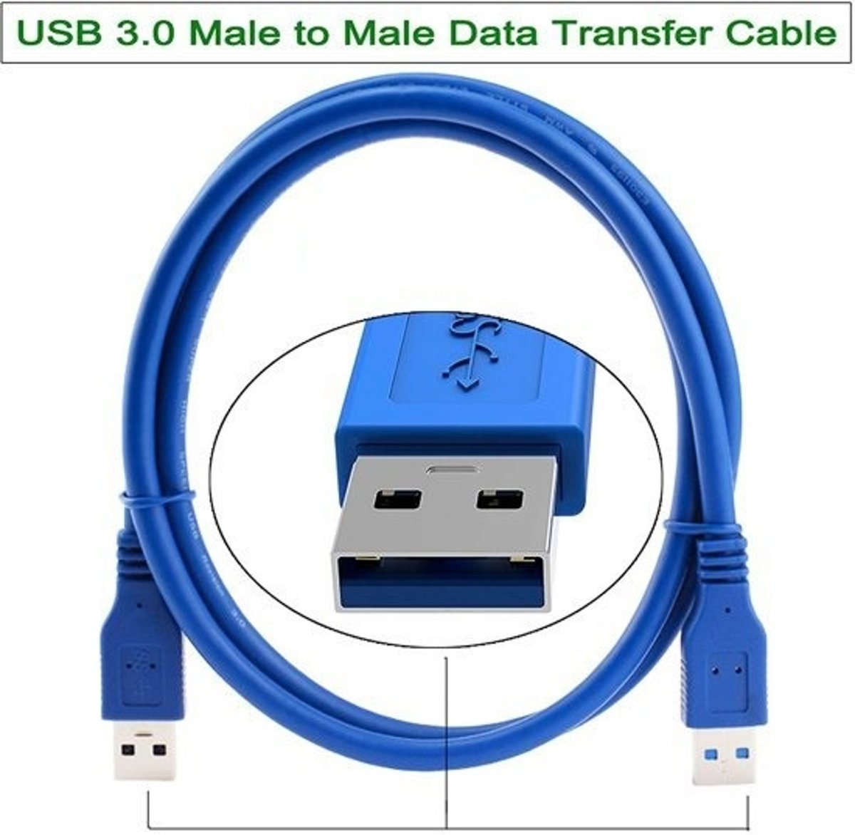 DrPhone USB 3.0 Kabel - Male to Male -AM/AM- Type A naar type A mannelijke kabel 1.8m - blauw