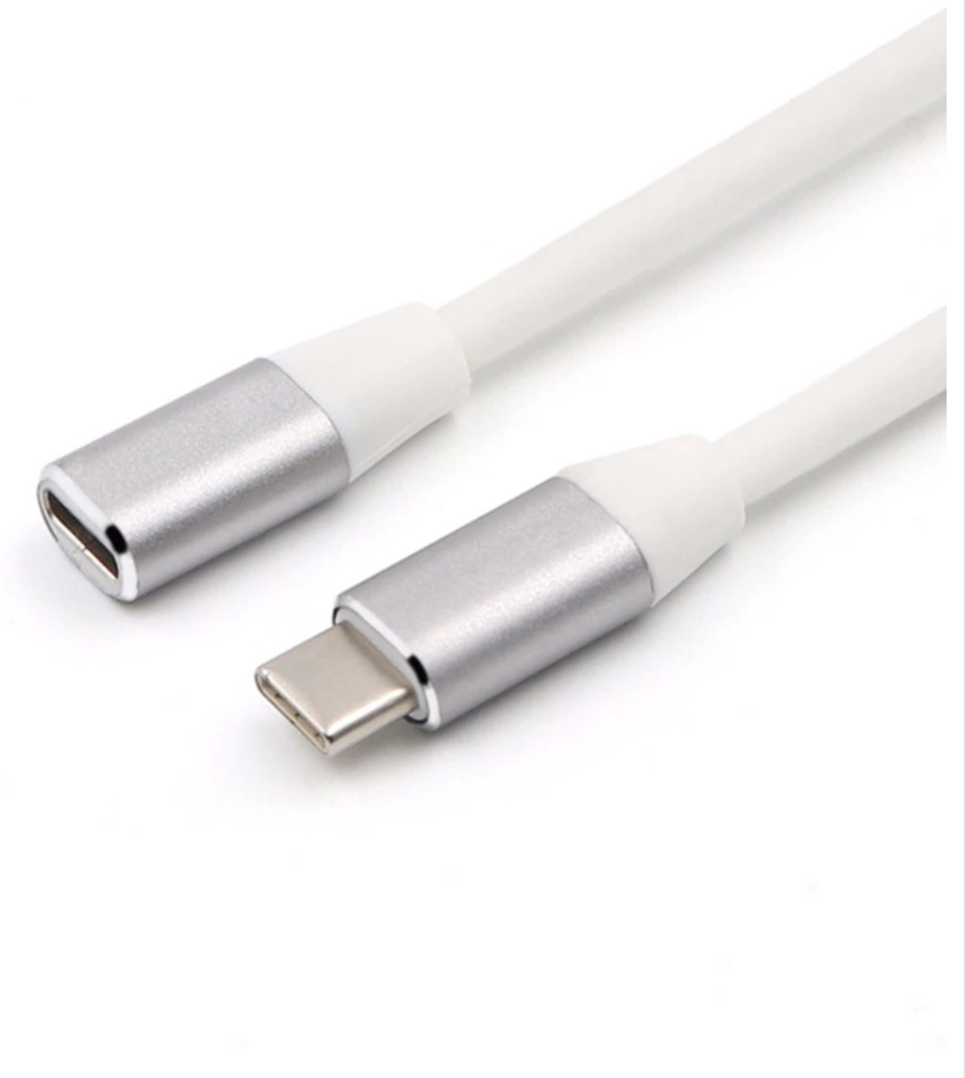 DrPhone USB C male naar USB C female kabel – Verlengkabel – OTG – Ultra Dunne Ontwerp – Wit