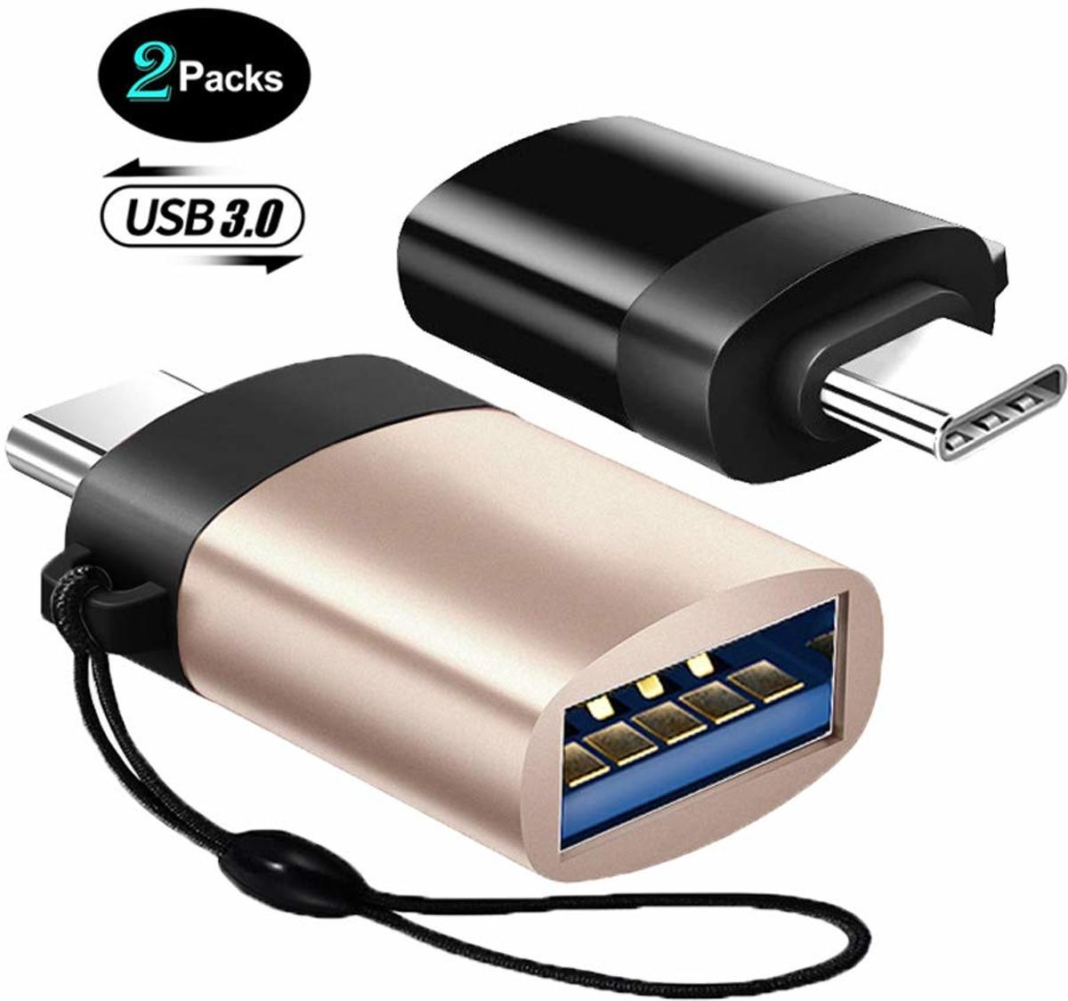 DrPhone USB type C naar USB 3.0 adapter – Aluminium OTG-adapter – Compatibel met Thunderbolt 3 MacBook Pro, Chromebook, Galaxy S9 Note 9, LG V40 V35 en alle type-C apparaten - Goud