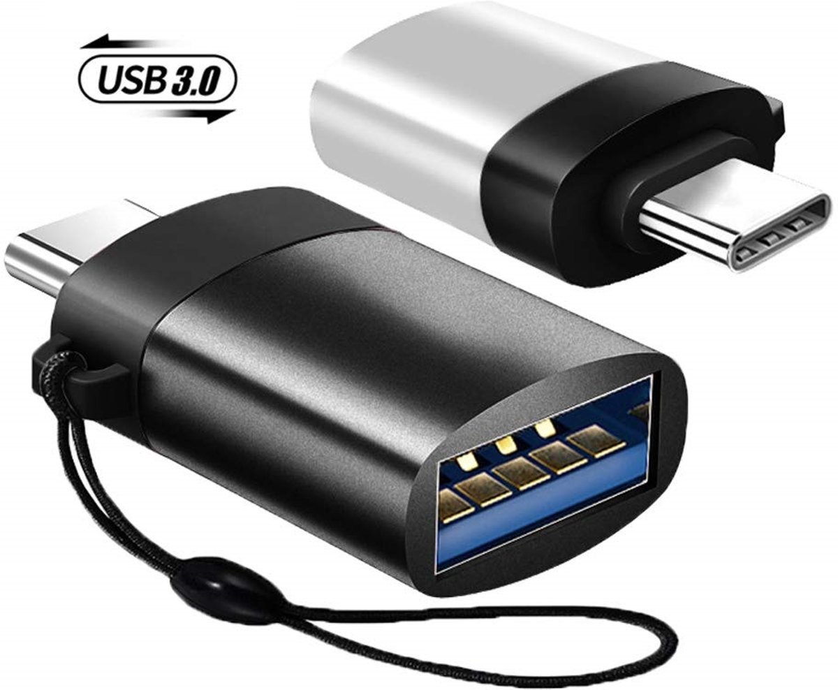 DrPhone USB type C naar USB 3.0 adapter – Aluminium OTG-adapter – Compatibel met Thunderbolt 3 MacBook Pro, Chromebook, Galaxy S9 Note 9, LG V40 V35 en alle type-C apparaten – Zwart