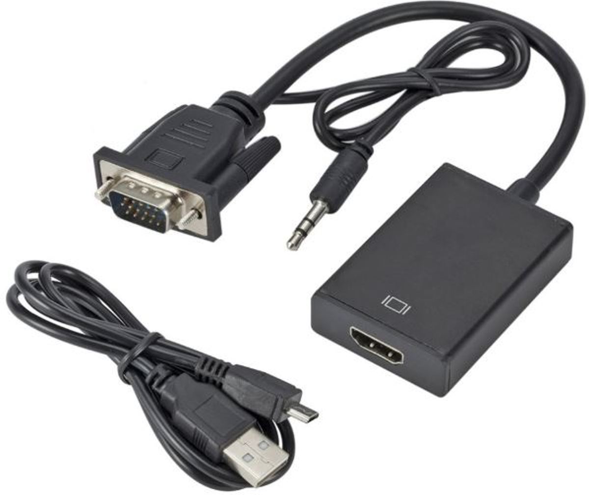 DrPhone VHA VGA Male naar HDMI Female Converter Adapter - 1080P - Audio Video Kabel Converter – Zwart