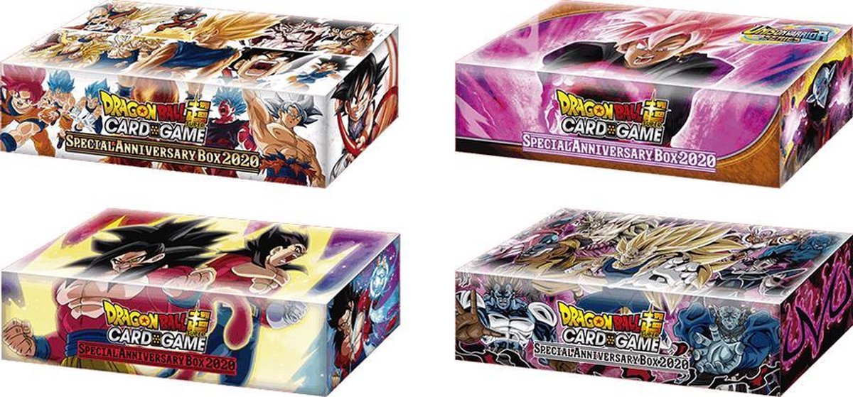 TCG Dragon Ball Super Card Game 2020 Anniversary Box BE13 - 4 Verschillende Box Designs - Bewaardoos - Dragonball super 2020 box - DBS booster packs - DBZ pakjes - Vault Up Power Pack - Exclusieve Design Sleeves - Artwork - Cadeau tip - CADEAUTIP