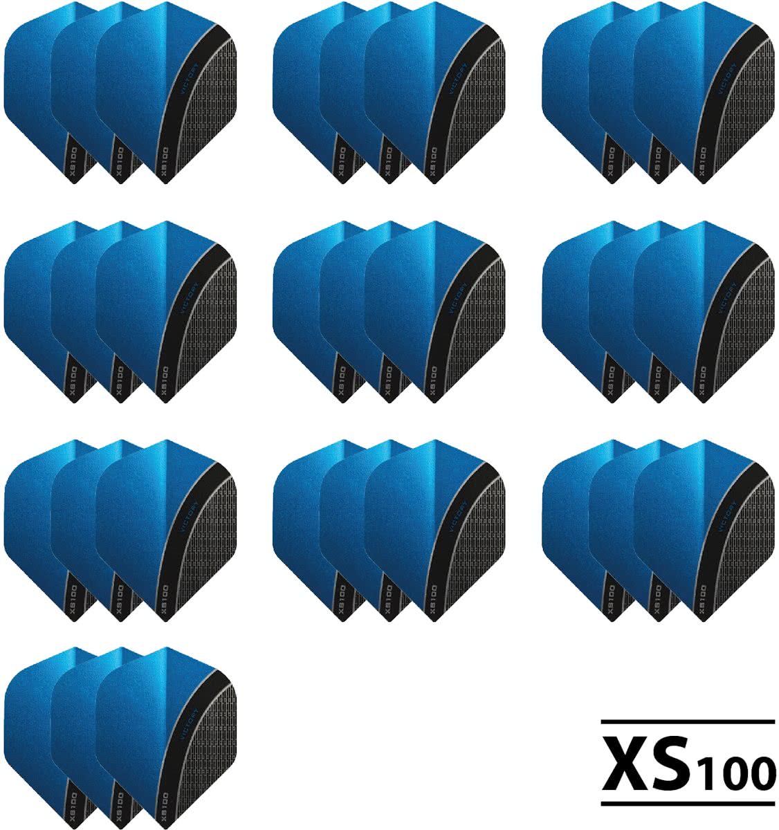 10 - Sets XS100 Curve 100 micron flights - Aqua