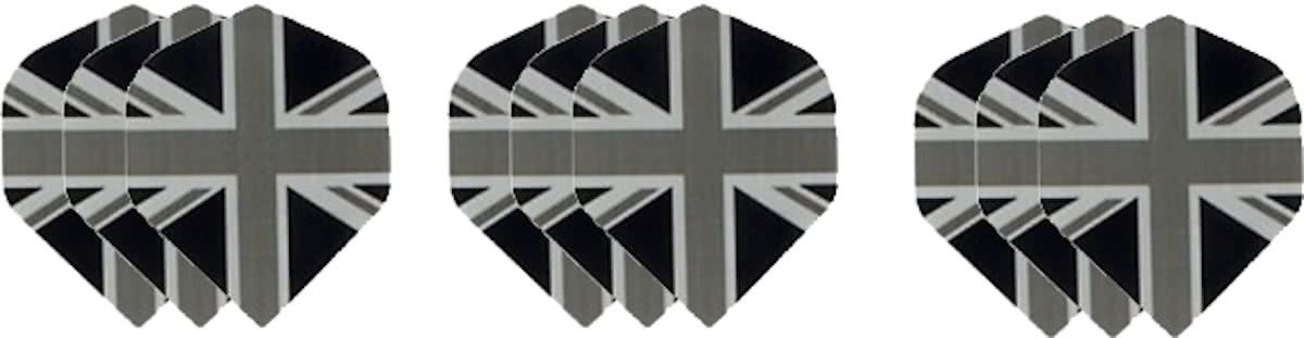 3 sets (9 stuks) Dragon darts  Britse vlag dart flights zwart grijs – darts flights