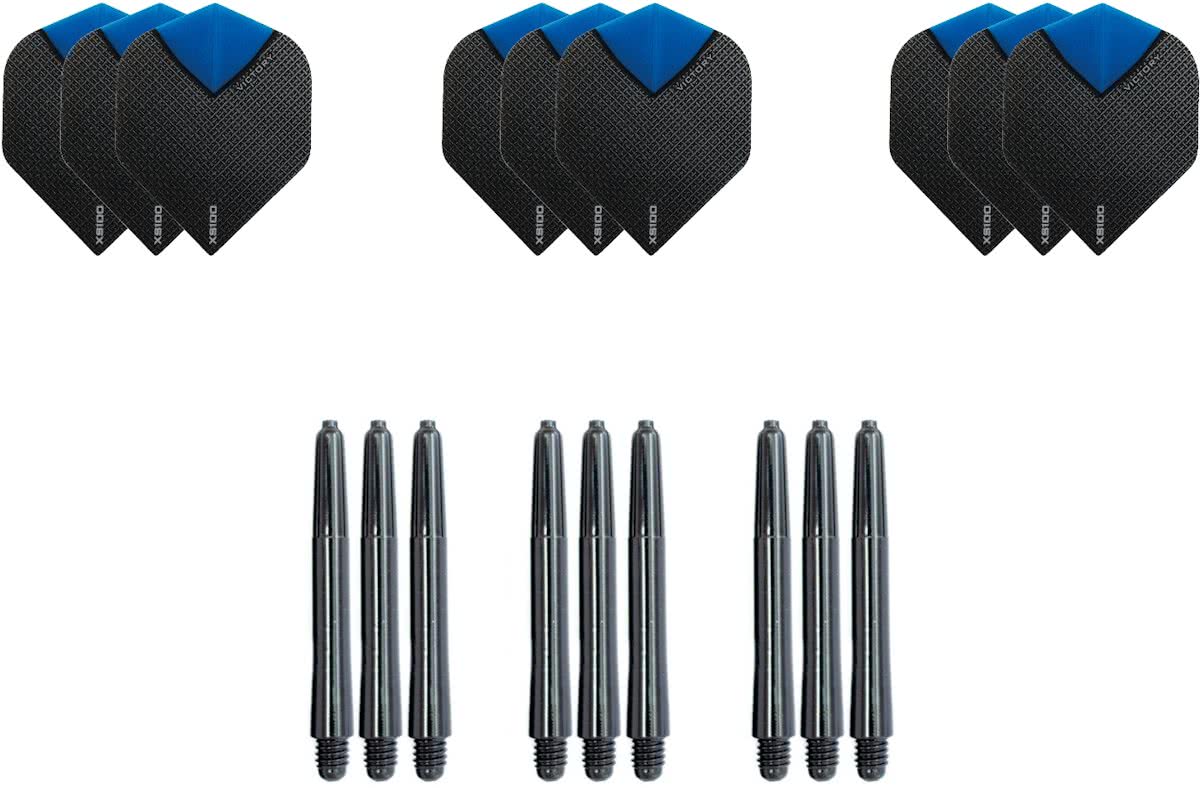 Dragon darts - Dartset - 3 sets dart flights en 3 sets nylon darts shafts - 18 pcs - Aqua - darts flights