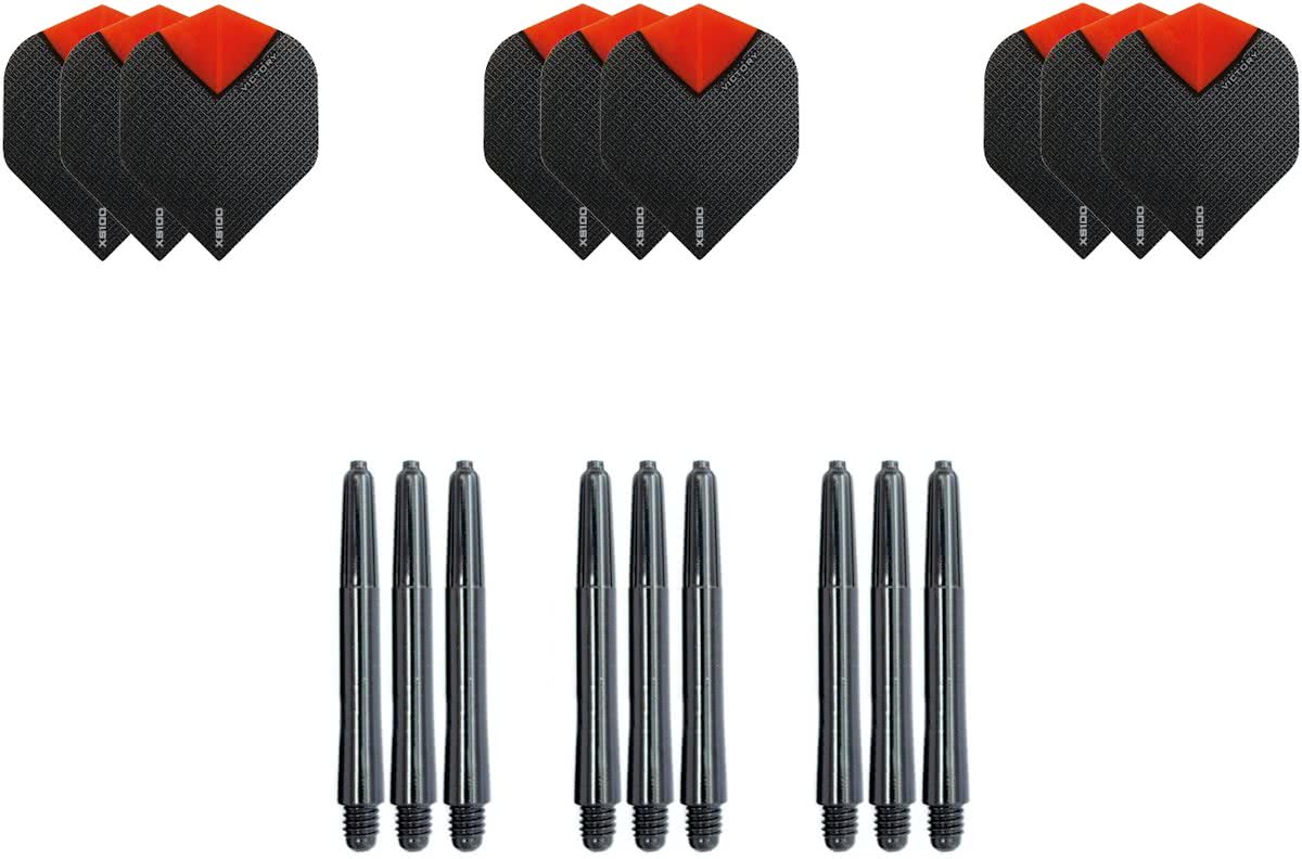 Dragon darts - Dartset - 3 sets dart flights en 3 sets nylon darts shafts - 18 pcs - Oranje - darts flights