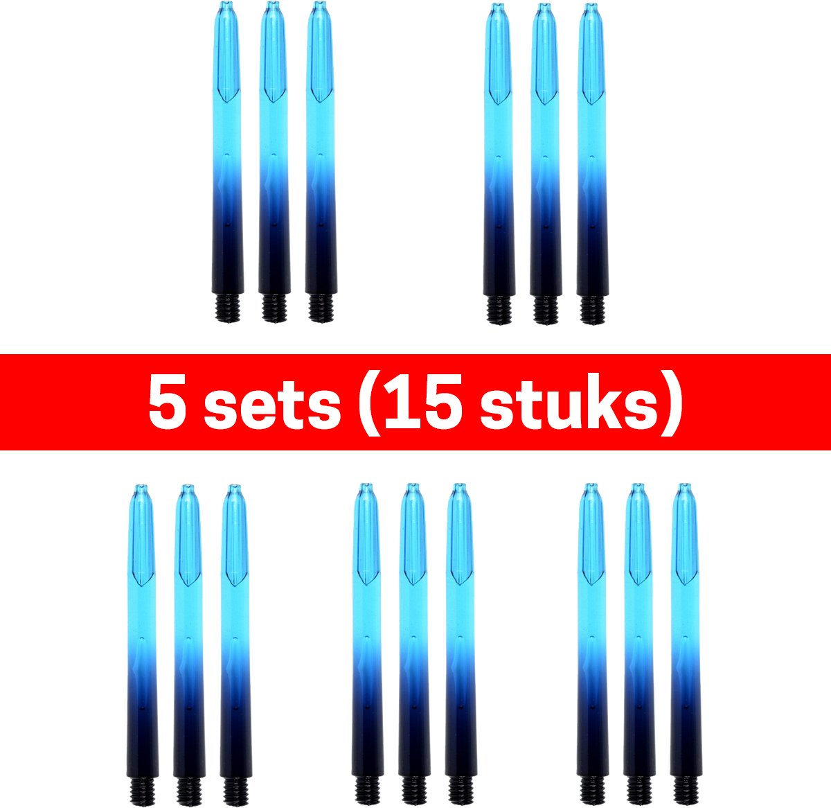 Dragon darts - Vignette – 5 sets (9 stuks) - darts shafts - zwart-aquablauw - med – dart shafts