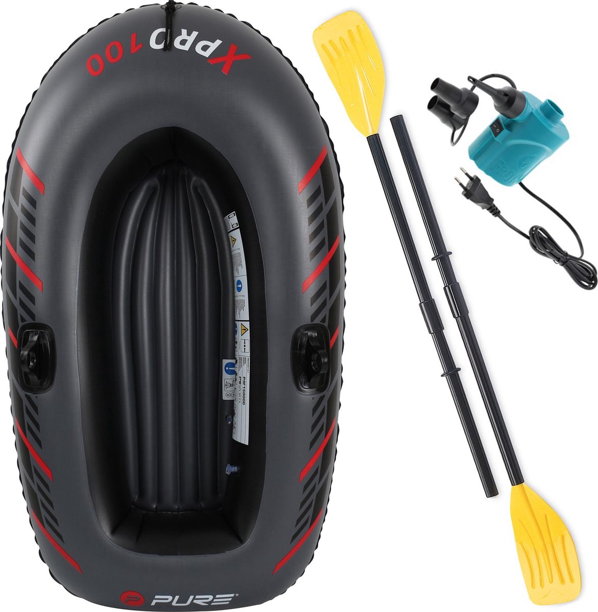 Dragon Sports XPRO 100 – opblaasboot – 1 persoons - inclusief – peddels – en elektrische pomp – rubberboot - opblaasbare boot