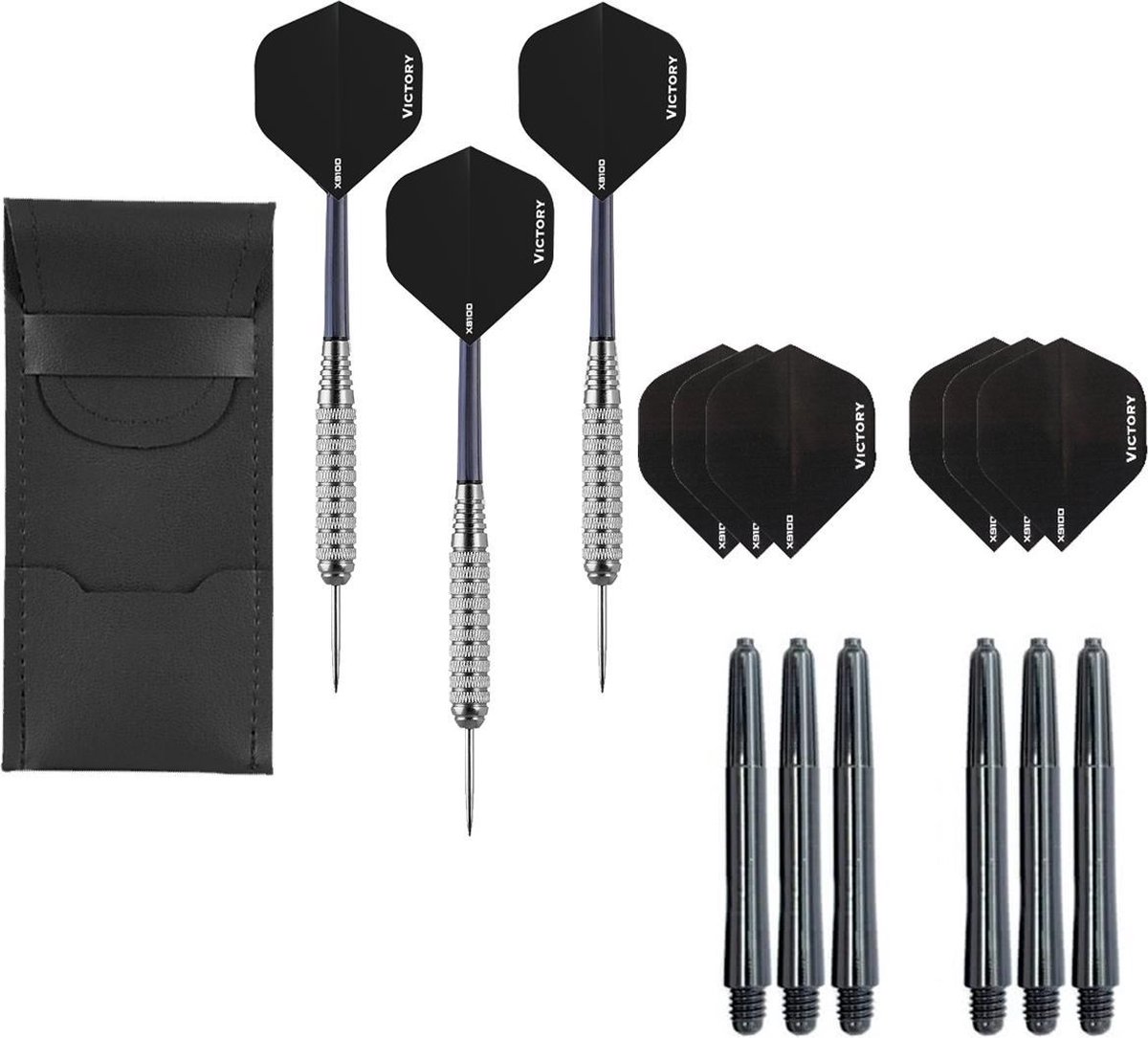 Dragon darts – Victory Silver Star - 24 gram - dartpijlen – inclusief 3 sets (9 stuks) – darts shafts – en 3 sets (9 stuks) – darts flights