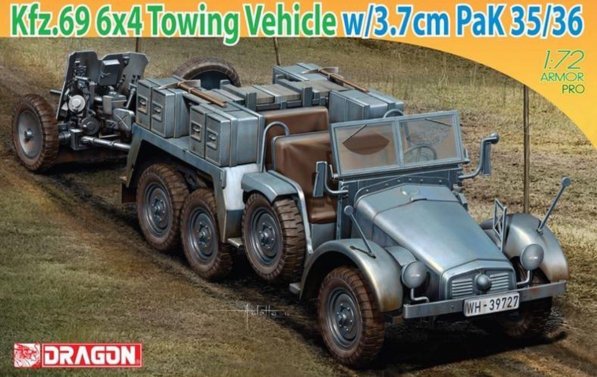 Dragon - 1/72 Kfz.69 6x4 Towing Vehicle W/3.7 Cn Pak (9/20) * - DRA7419