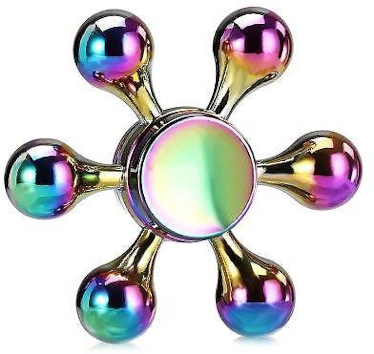 Fidget Spinner Multi-color/ Rainbow/Metaal 6 vleugels/demontabele vleugels