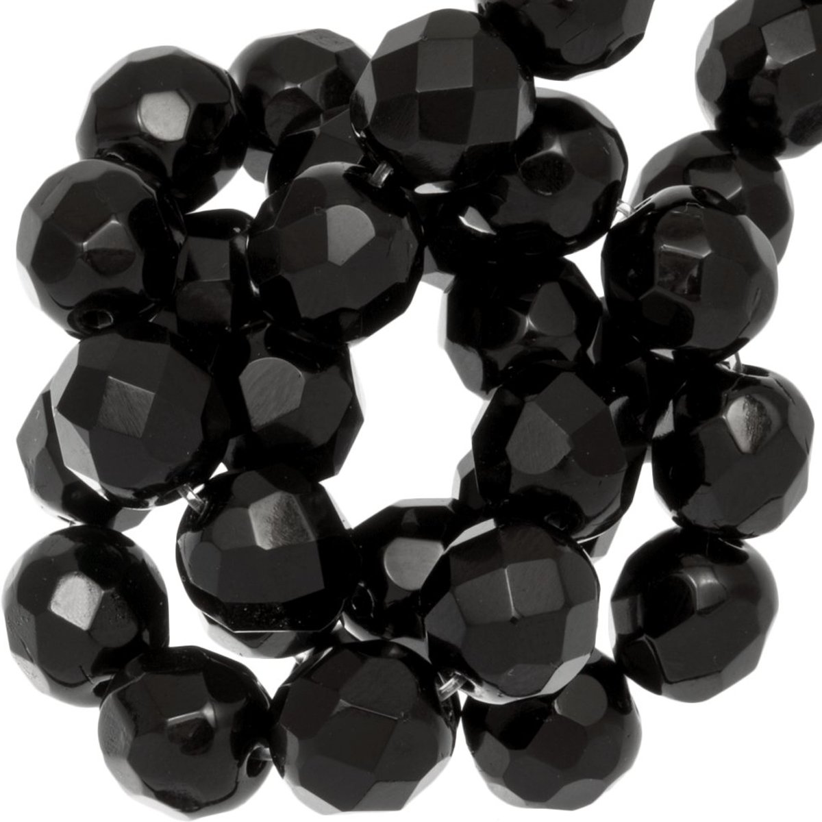 DQ Facetkralen Rond (Black) 8 mm (50 Stuks)