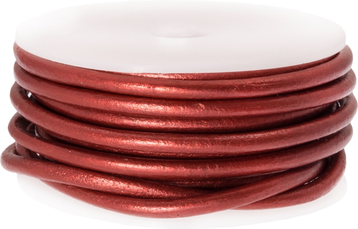 DQ leer Metallic (3 mm) Red (5 Meter)