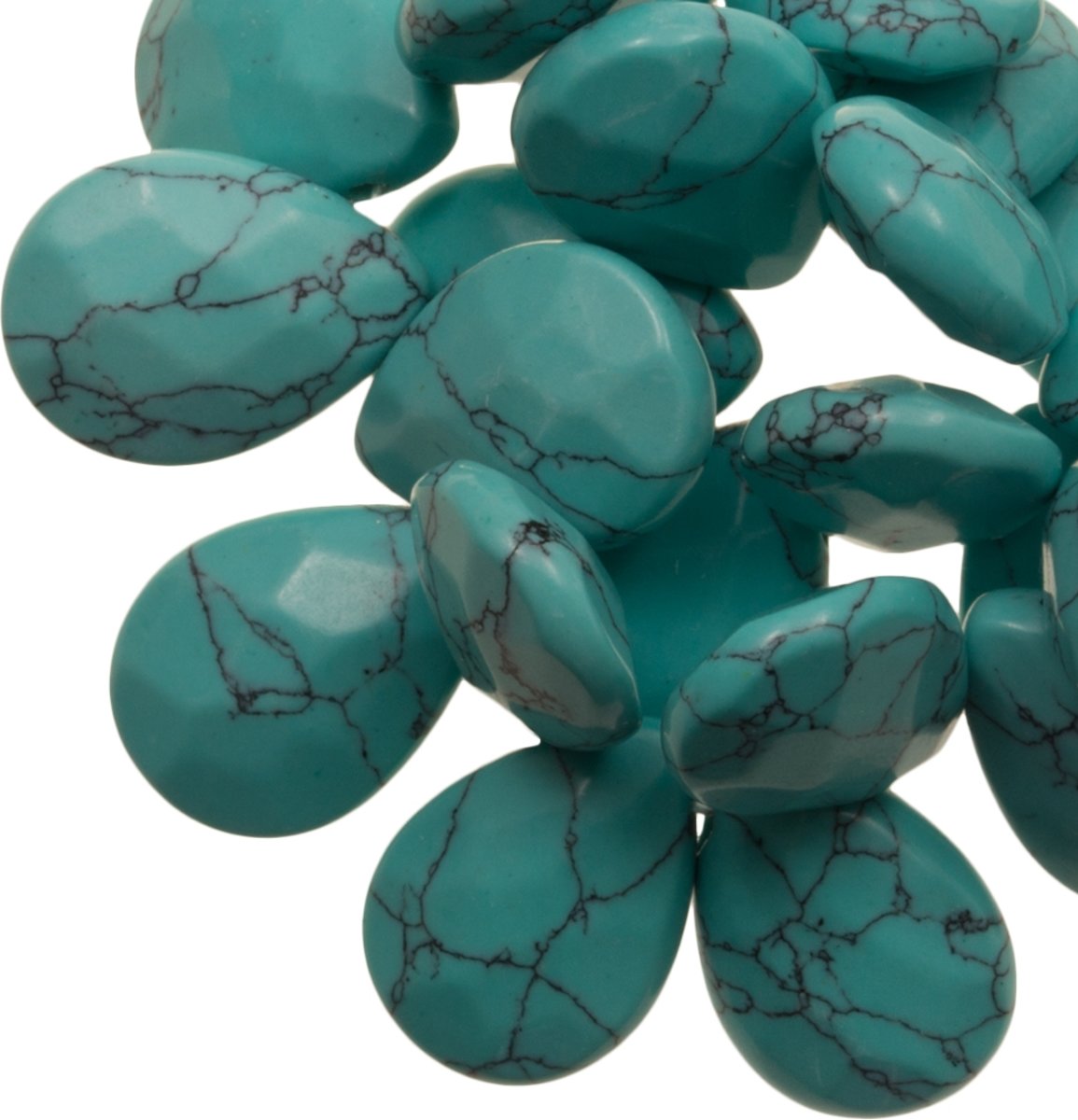 Faceted Drop Turquoise Kralen (18 x 13 x 6 mm) (29 Stuks)