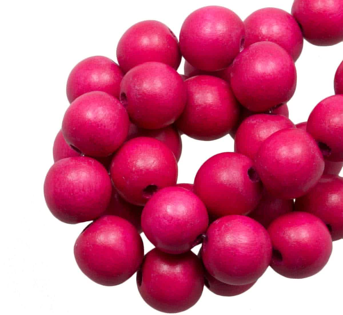 Houten Kralen Vintage Look (10 mm) Fuchsia (86 stuks)