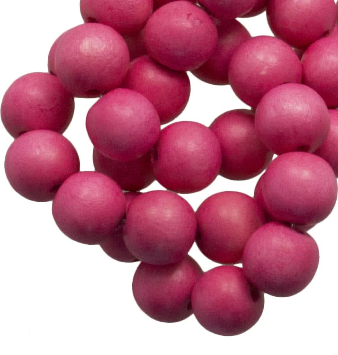 Houten Kralen Vintage Look (10 mm) Hot Pink (86 stuks)