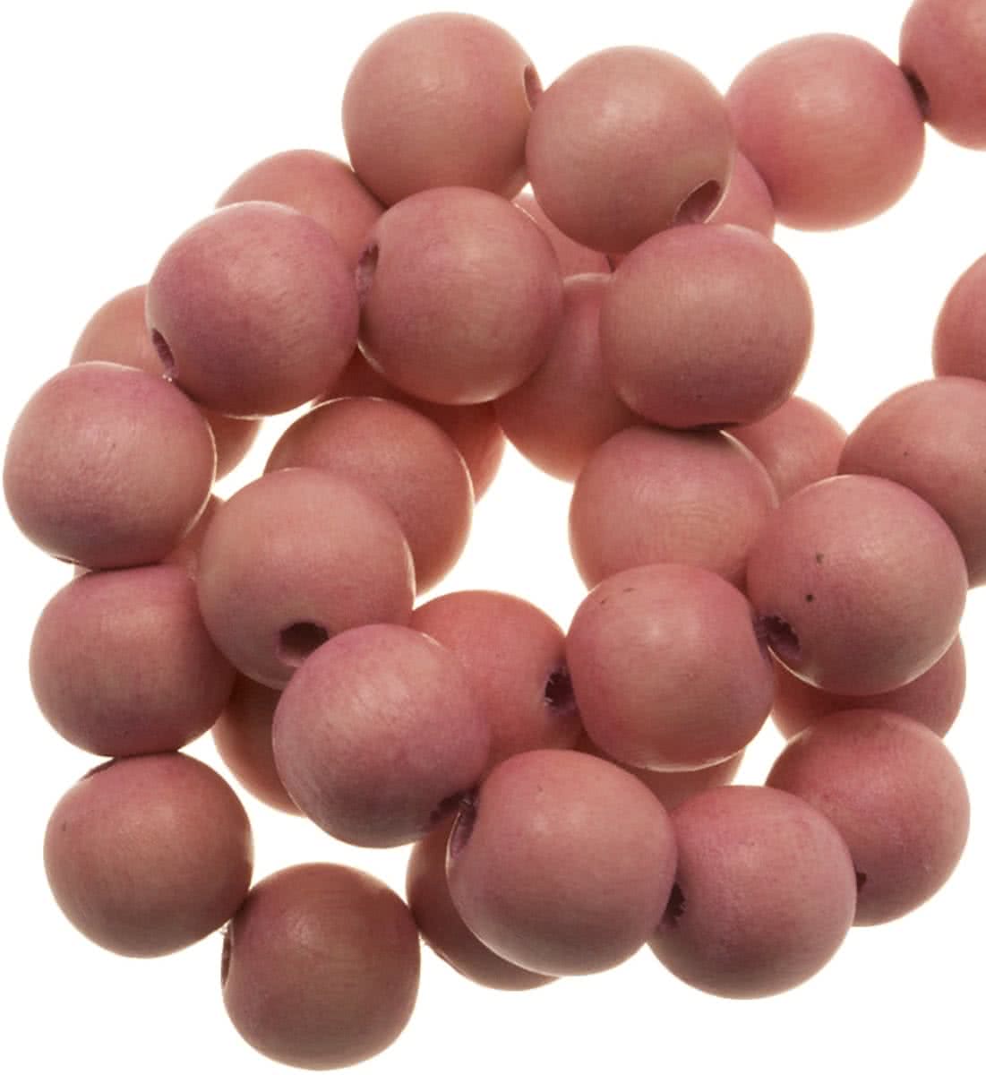 Houten Kralen Vintage Look (10 mm) Light Pink (86 stuks)