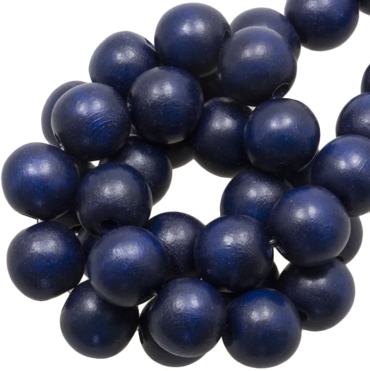 Houten Kralen Vintage Look (10 mm) Navy Blue (86 stuks)