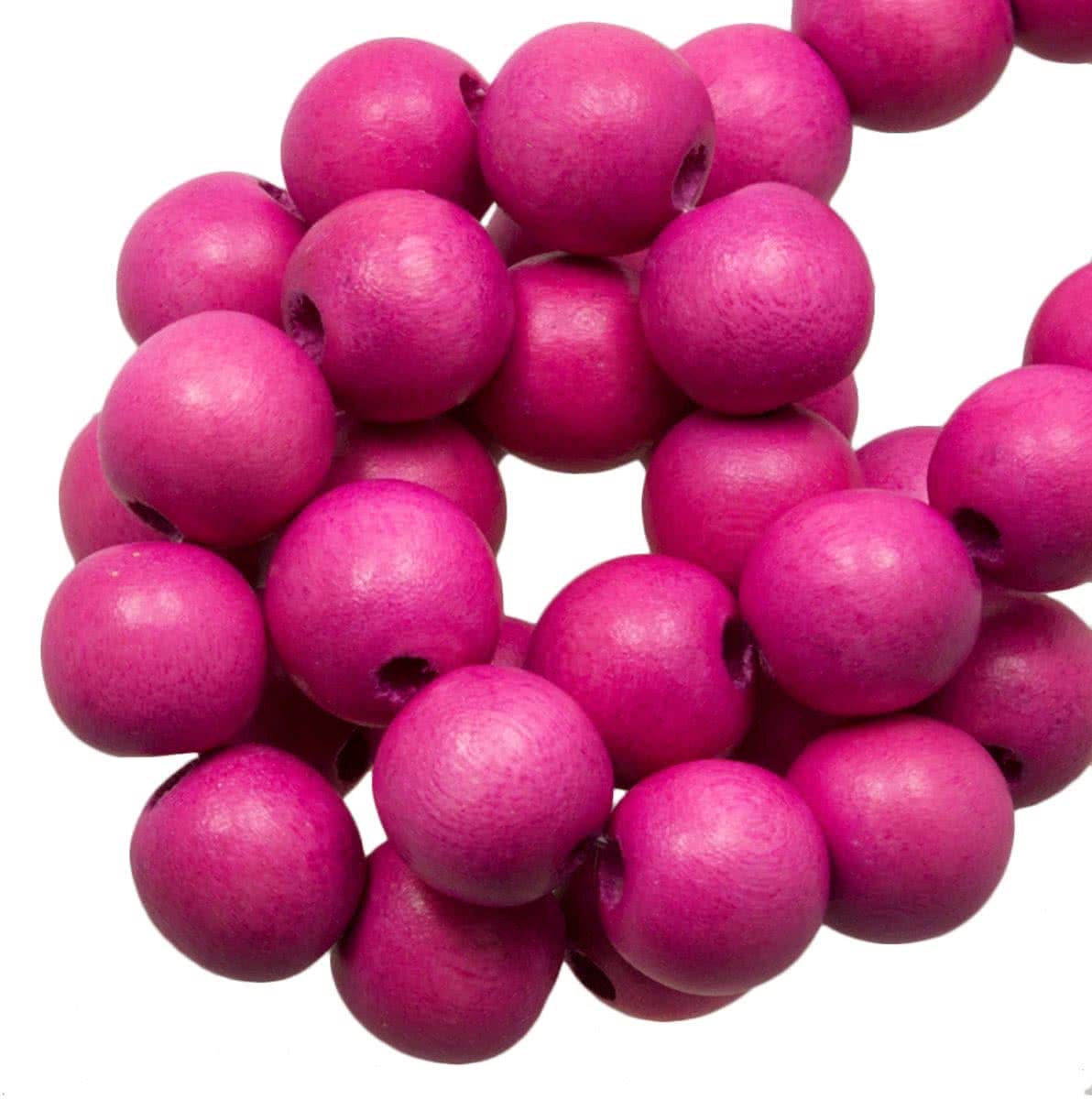 Houten Kralen Vintage Look (10 mm) Pink Extreme (86 stuks)