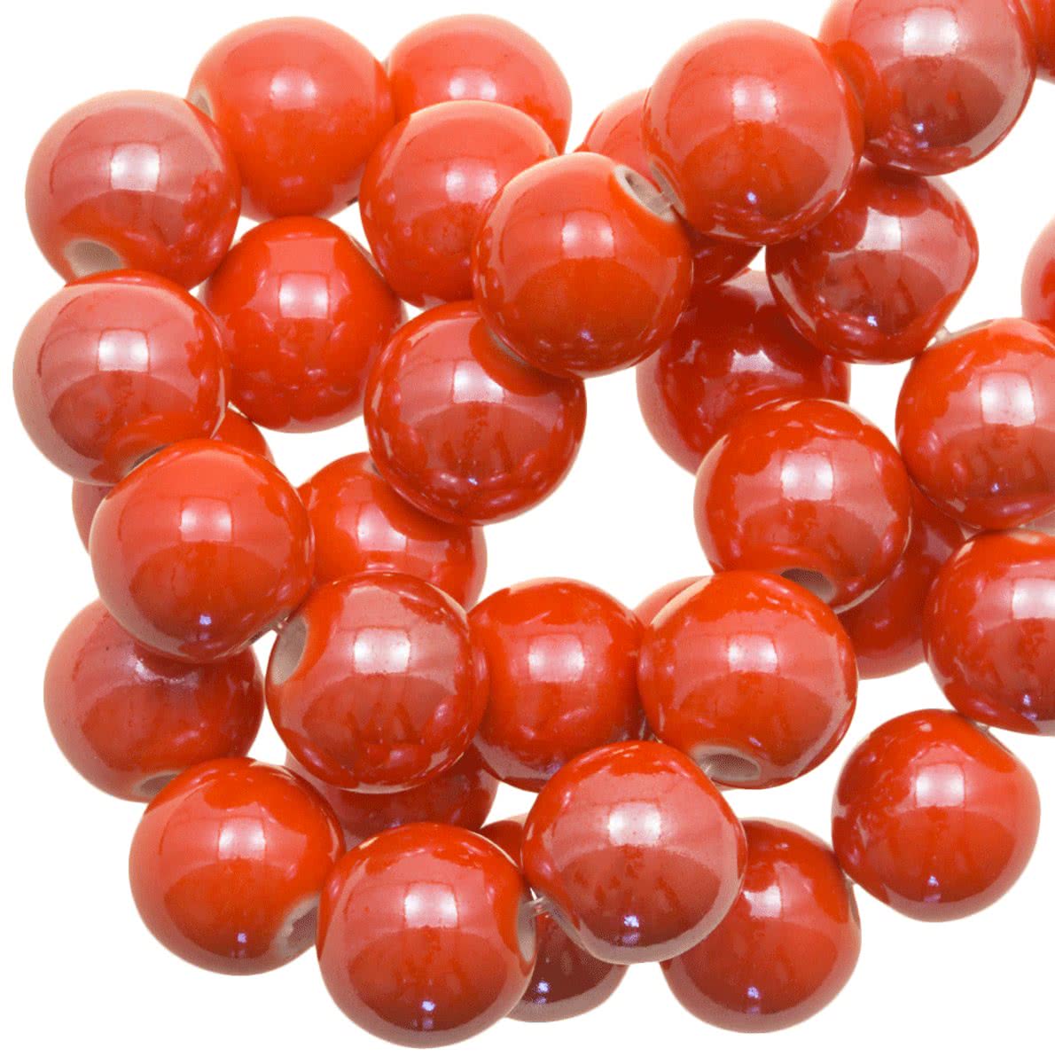 Keramiek Kralen (10 mm) Bright Orange (20 Stuks)