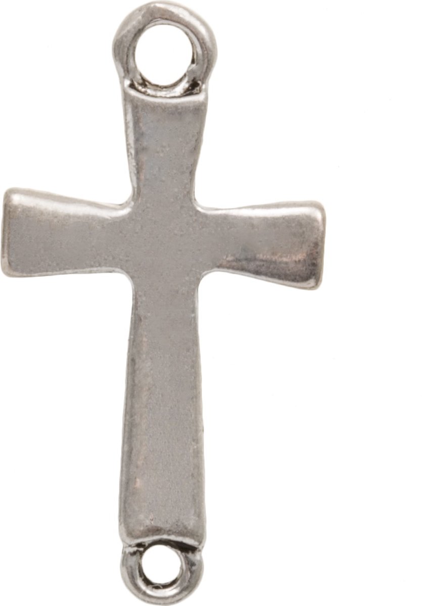 Tussenstuk 2 Ogen Cross (26 x 14 mm) Antiek Zilver (10 Stuks)