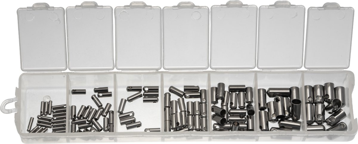 Voordeelpakket - Stainless Steel Eindkapje (1 tot 4 mm) Antiek Zilver (110 Stuks)