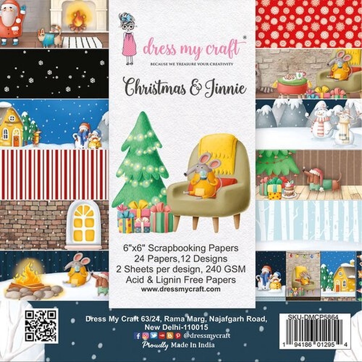 Christmas & Jinnie 6x6 Inch Paper Pad (DMCP5864)