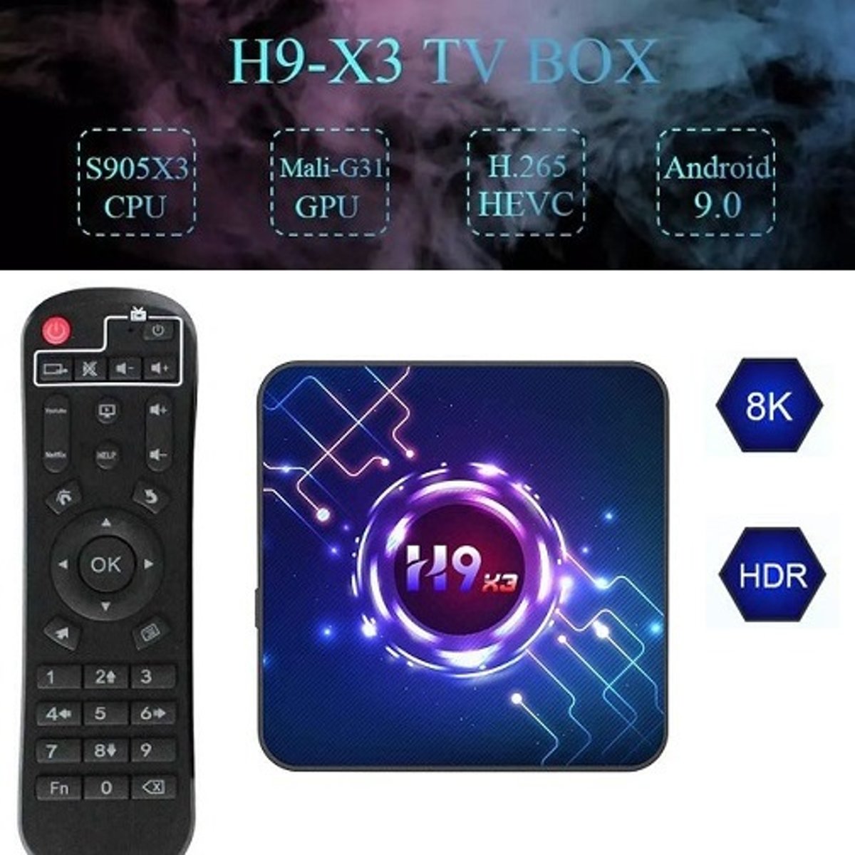 Android tv box Android 9 / Mini Pc / Tv Box Android / Mediaplayer voor Tv 4K / Kodi Tv Box 2020 32GB