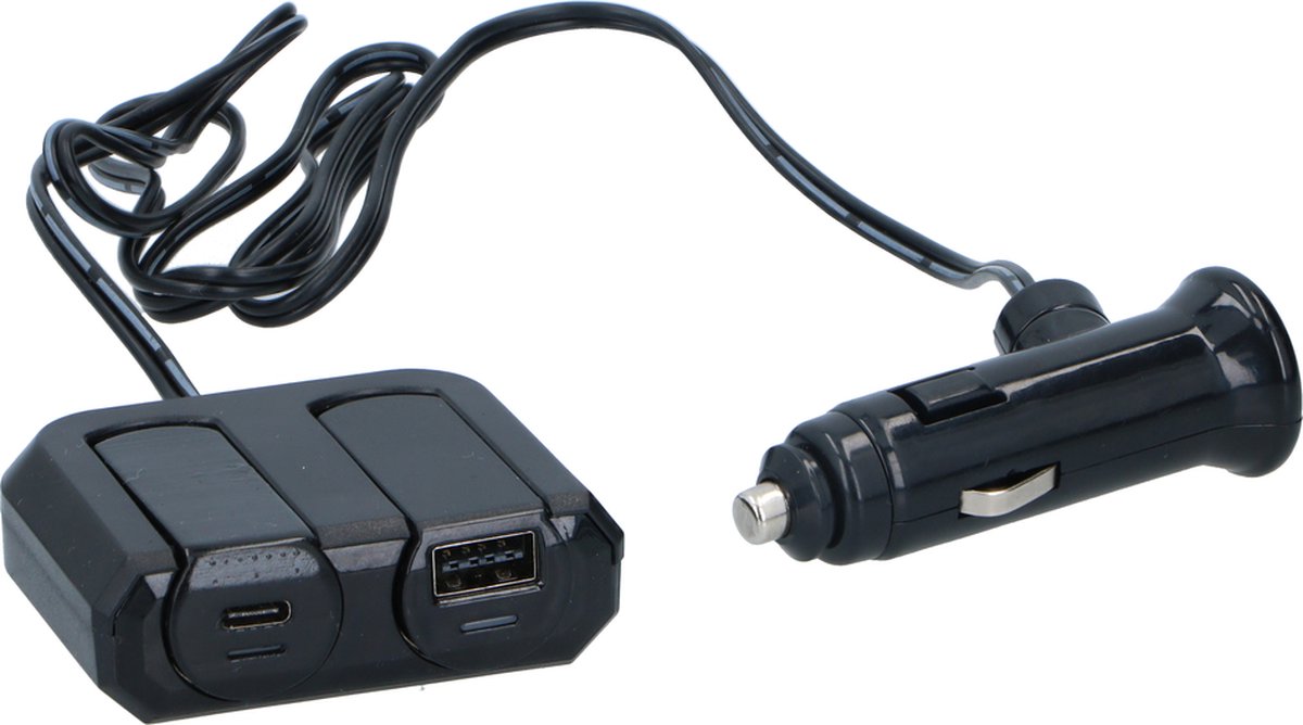 Dunlop Sigarettenaanstekerplug Splitter - USB-A en USB-C - 12V/24V - 4.8 A - 2 Apparaten Tegelijk