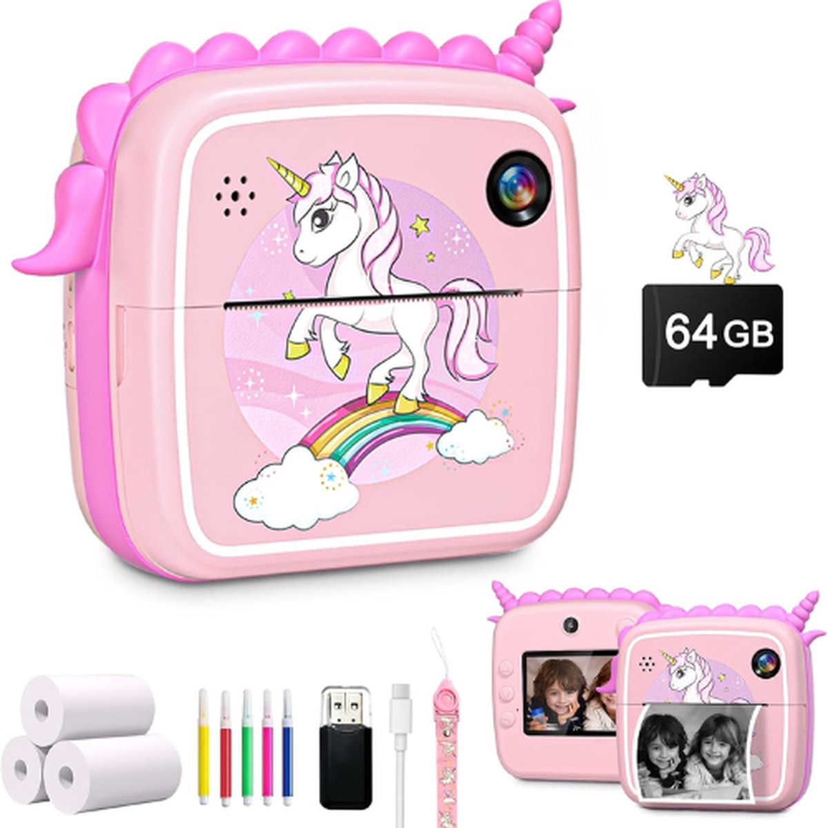  ® Kindercamera - Digitale Kindercamera 1080P HD-video - Kindercamera Met Foto Printer - Kindercamera Digitaal - Kindercameras - Kindercamers - Kindercamera Met Printer - Kinder Camera - Kindercamera Print