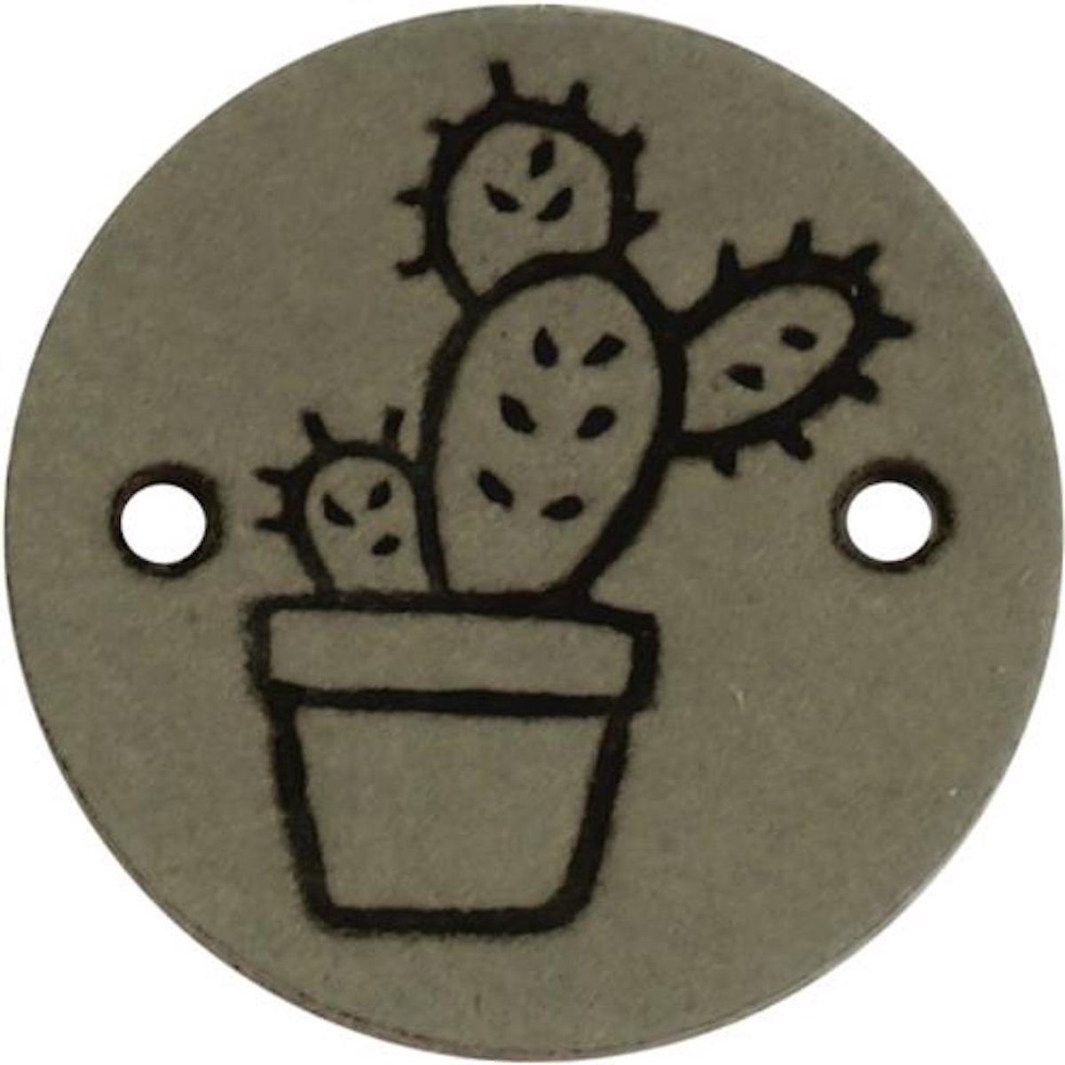 Leren Label Cactus rond 2cm - Durable - 2 stuks