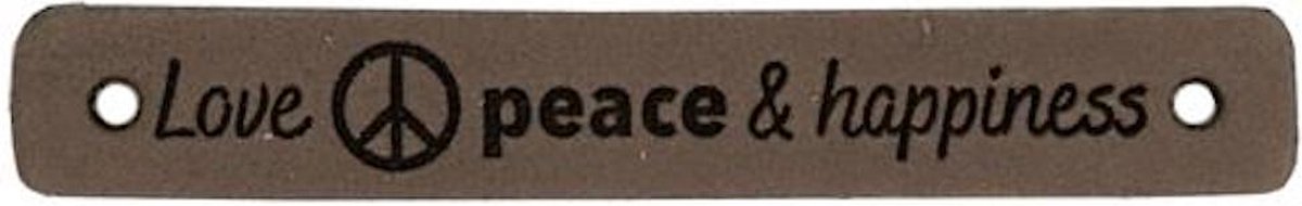 Leren Label Love Peace & Happiness 7 x 1 cm - Durable - 2 stuks