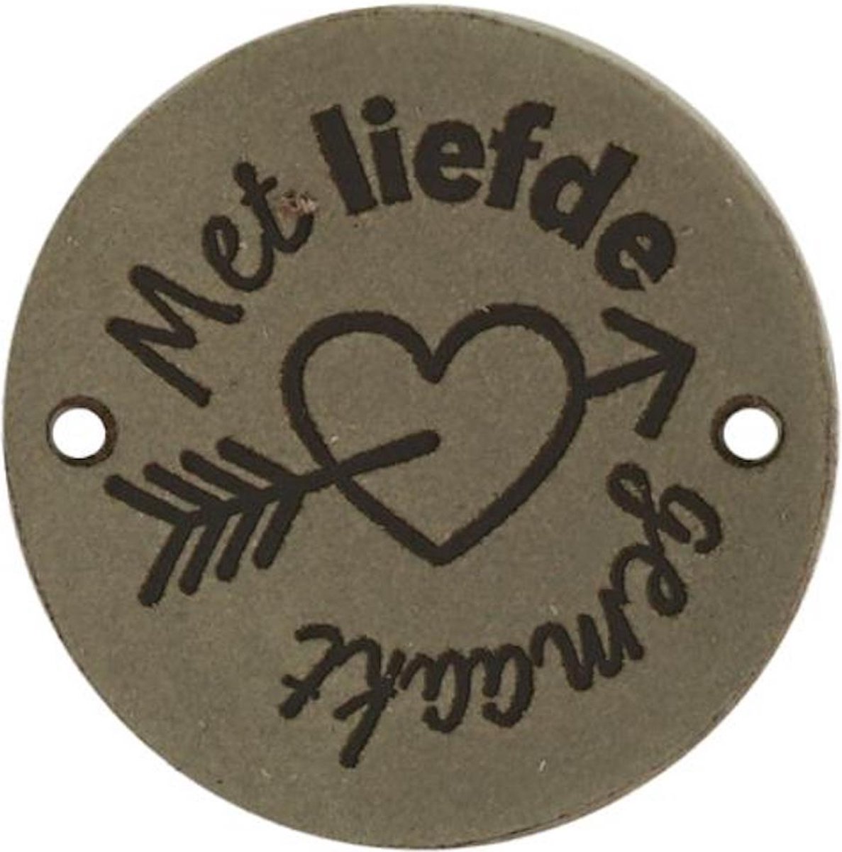 Leren Label Met Liefde Gemaakt rond 3,5cm - Durable - 2 stuks