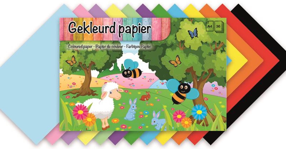   Knutselblok A4 36 vel gekleurd papier FSC