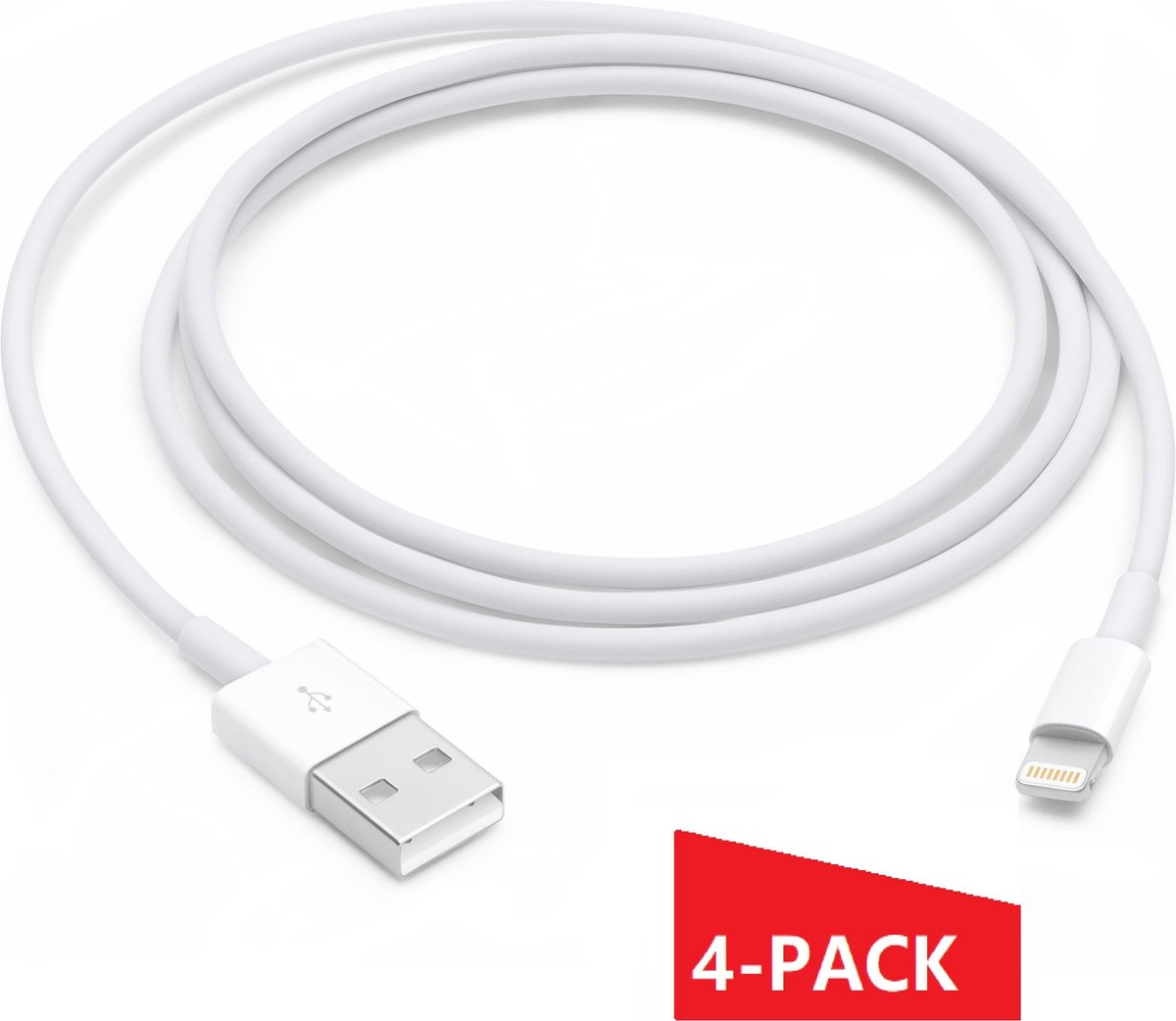 Originele usb kabel - Iphone oplader kabel - Iphone lader - Iphone kabel - Iphone oplader - Lightning kabel - Apple oplader - ook voor IPAD - 4 PACK