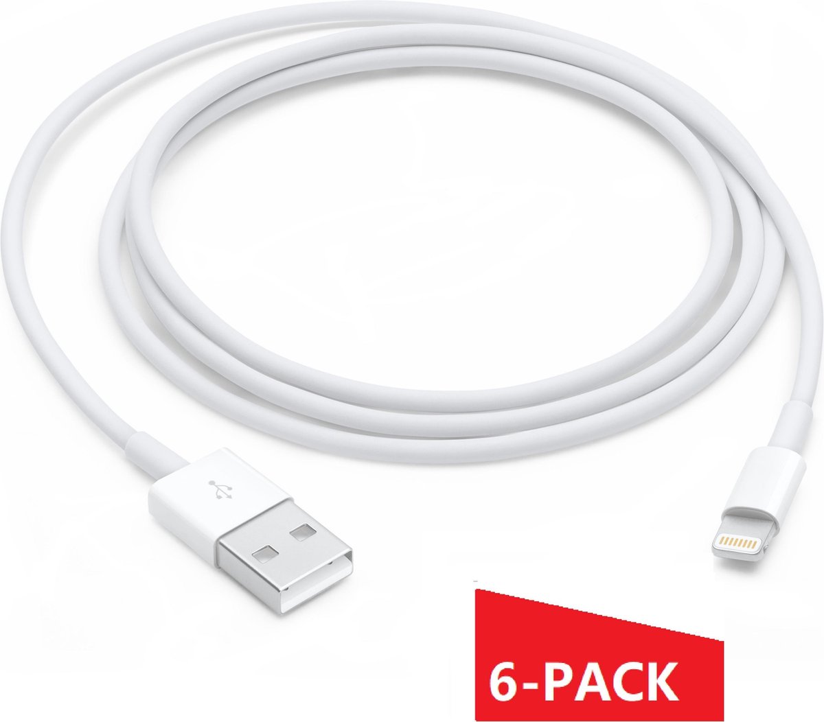 Originele usb kabel - Iphone oplader kabel - Iphone lader - Iphone kabel - Iphone oplader - Lightning kabel - Apple oplader - ook voor IPAD - 6 PACK