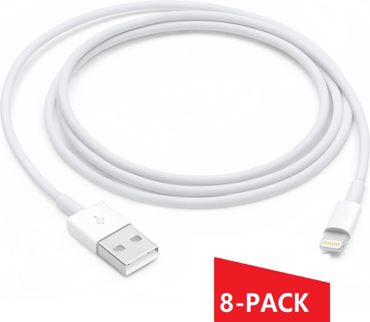 Originele usb kabel - Iphone oplader kabel - Iphone lader - Iphone kabel - Iphone oplader - Lightning kabel - Apple oplader - ook voor IPAD - 8 PACK