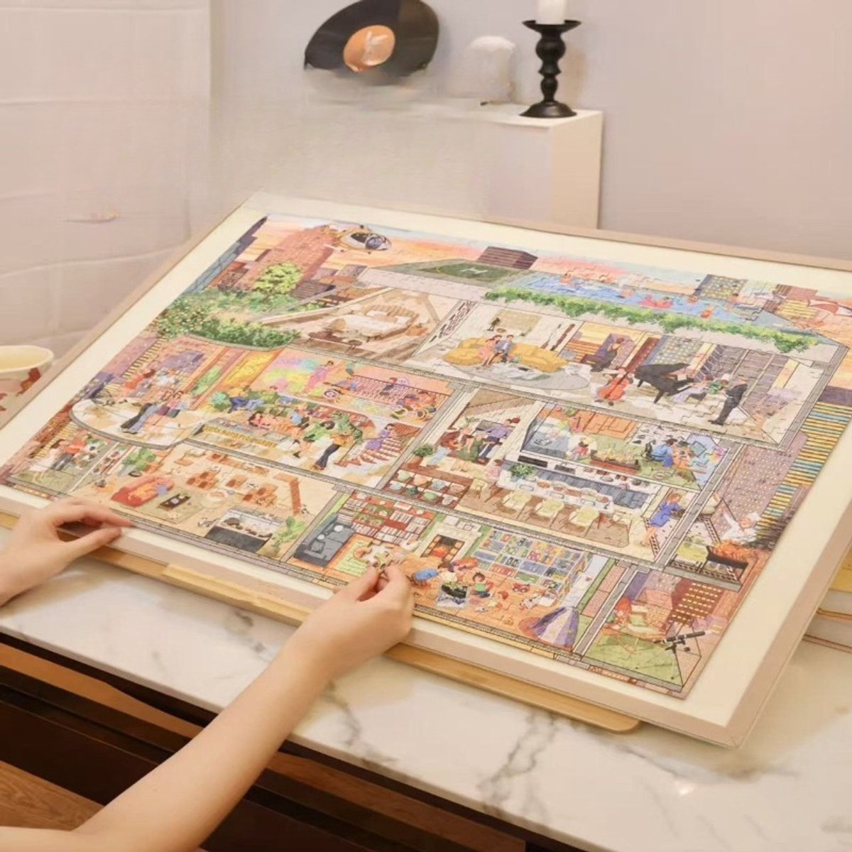   Houten Puzzeltafel - Puzzelplaat - Puzzelplank -   Puzzelmap - Puzzelkoffer - Portapuzzle - Draagbaar Puzzelbord voor 1000 stukjes