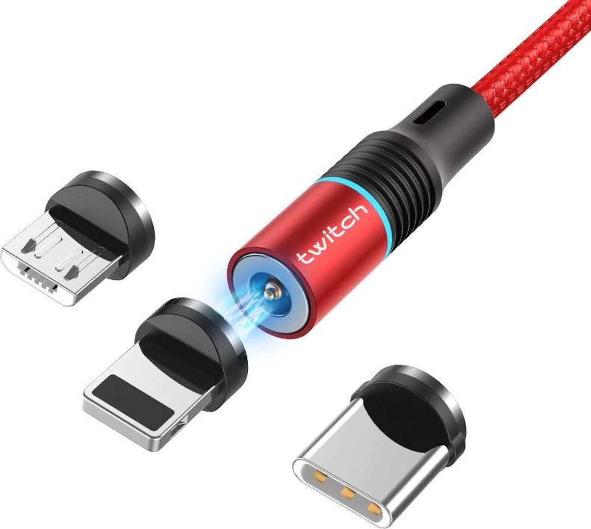 Magnetische USB kabel voor smartphone & tablet - Universele kabel met magnetische aansluiting - 1 Meter - Rood - Voor Apple/Samsung/Huawei/LG/Motorola/Xiaomi/HTCetc