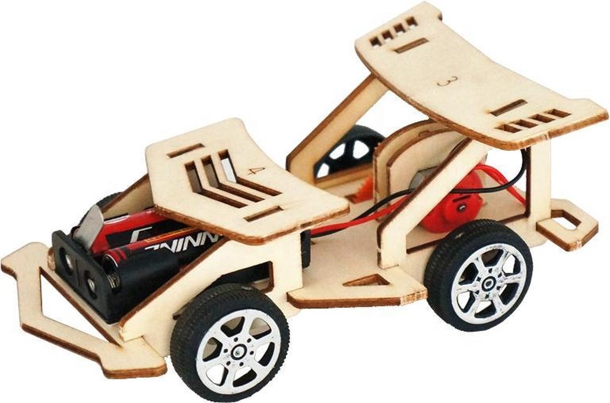 E&CT Trading - Kinderen wetenschap leerpakket - DIY Race Auto - Lasergesneden houten speelgoed - Puzzelspel kinderen