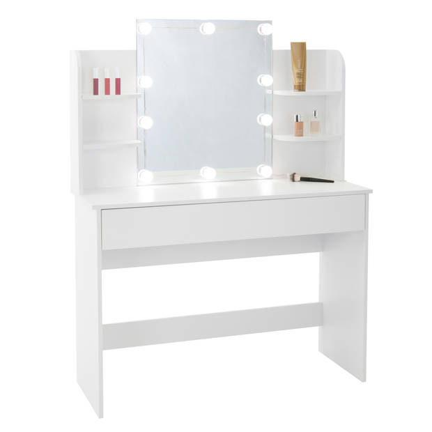 Moderne kaptafel met LED-verlichting, wit, 180x40x140 cm