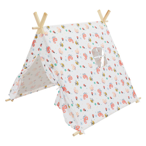 Speeltent voor kinderen met twee deuren en een raam 108x105x117 cm wit polyester