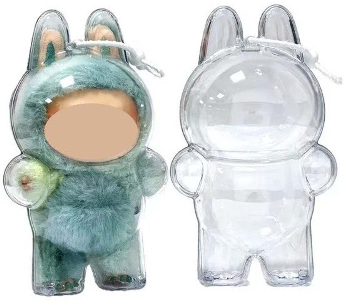 Geschikt voor Labubu cola-stand - Zeer transparante stofdichte beschermdoos - Verticale displaybeugel tegen vallen - Geschikt voor Labubu-figuren - Met siliconen touw