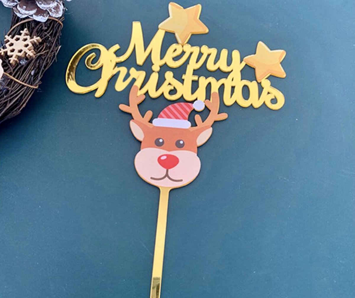 Marry Christmas Taart Topper set - Taart topper - Cake topper - Marry Cristmas - Let op: Goud Rendier