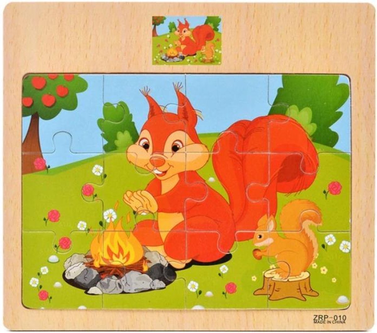 Mini puzzel Eekhoorn- kinder puzzel - 9 stukjes