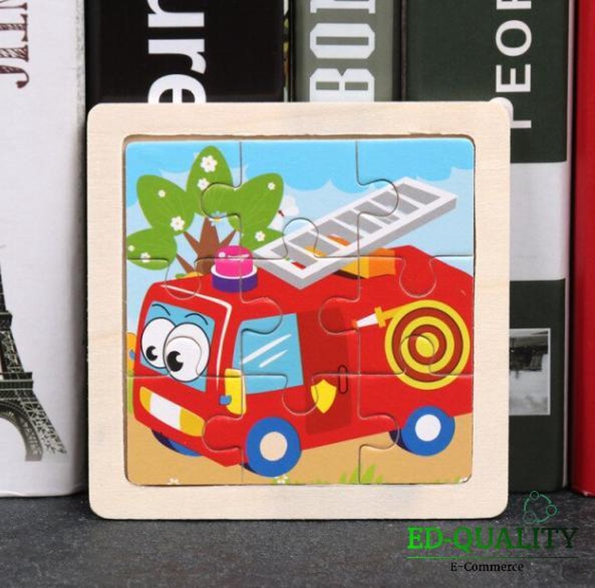 Mini puzzel brandweer wagen- kinder puzzel - 9 stukjes